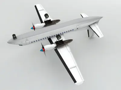  Fokker 50 Airliner - Generic White Low-poly 3D model