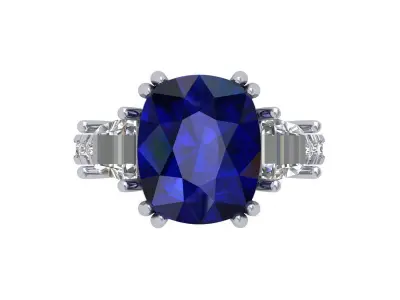 Cushion 3 Stone Art Deco Ring 3D print model