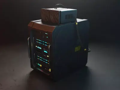 Data Rack or Small Server Unit Low-poly 3D model