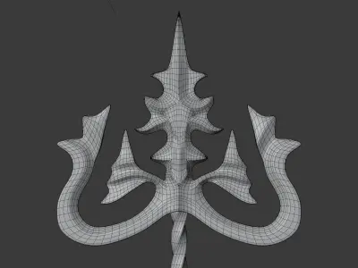 Aqua Ornate Trident Weapon Low-poly 3D model