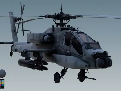 AH-64 Apache attack helicopter 3D model