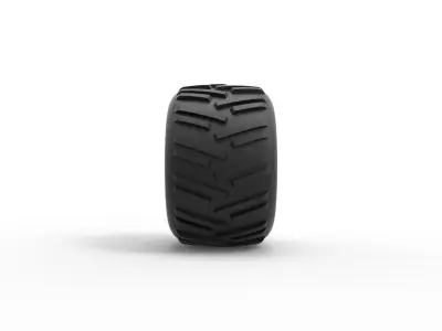 Old school pulling truck tire 3 Scale 1 to 25 3D print model