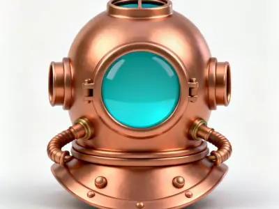 Stylized Steampunk Diver Helmet 3D Model Low-poly 3D model