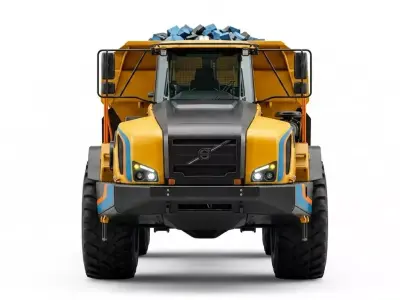 Large Yellow Articulated Dump Truck Low-poly 3D model