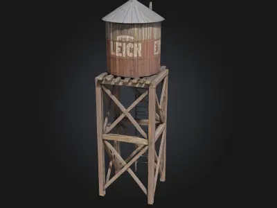 Rustic Water Tower  A Weathered Icon of the Countryside 3D model