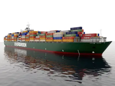 Cargo container ship 300m Low-poly 3D model