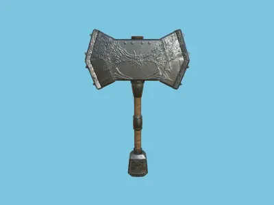 Medieval War Hammer 10 Metal Ornament - Fantasy Weaponry Low-poly 3D model