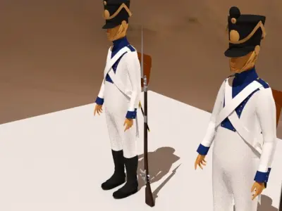 Westphalian soldier and officer  Napoleonic wars Free low-poly 3D model