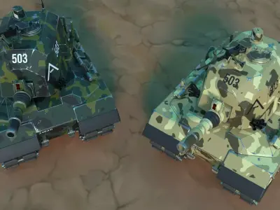 Stylized Animated Tank Low-poly 3D model