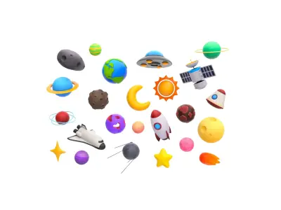 Cartoon Space Pack 3D model purchase