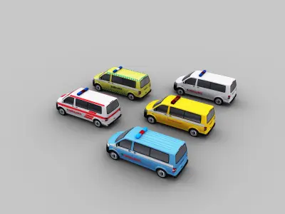Ambulance Lowpoly volkswagen Low-poly 3D model