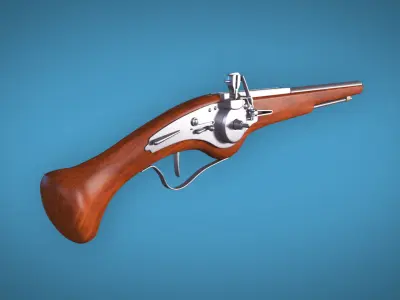 WheelLock Pistol Firearm LowPoly 3D Model Low-poly 3D model