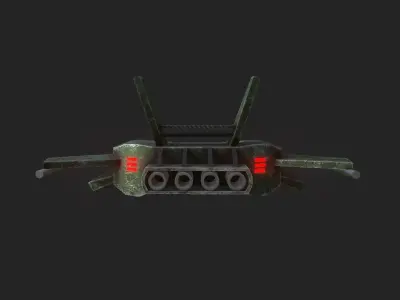 Aircraft Spaceship 03 - Futuristic Spacecraft Airship Green Low-poly 3D model