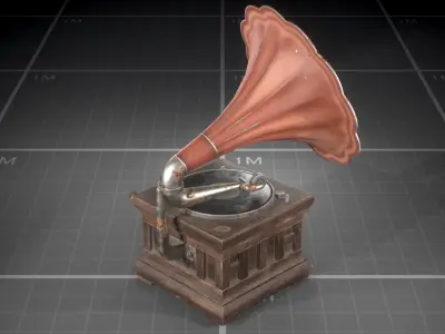 Used Soviet Gramophone Low-poly 3D model