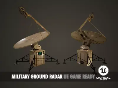 Animated Military Radar Low-poly 3D model
