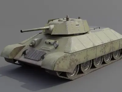 T-34E tank Low-poly 3D model