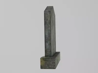 Old Cemetery Gravestone with Moss and Patina Low-poly 3D model