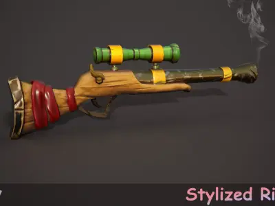 Stylized Rifle Gun Low-poly 3D model