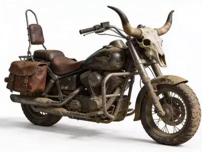 Longhorn Desert Nomad Motorcycle 3d Low-poly 3D model