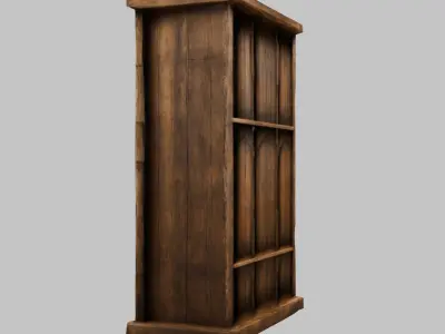 Wooden closet Medieval Furniture tall interior decor  Low-poly 3D model