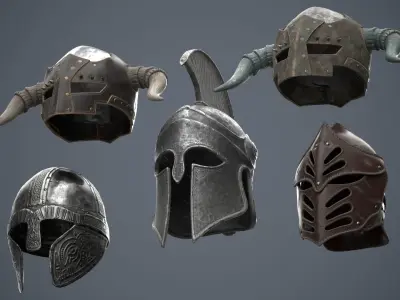 Medieval Helmets 3D Model Pack purchase