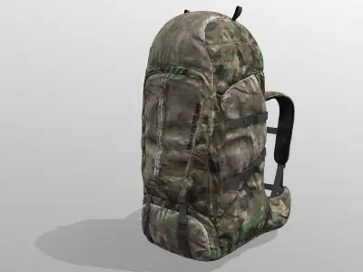 Backpack for hunting hiking traveling Low-poly 3D model