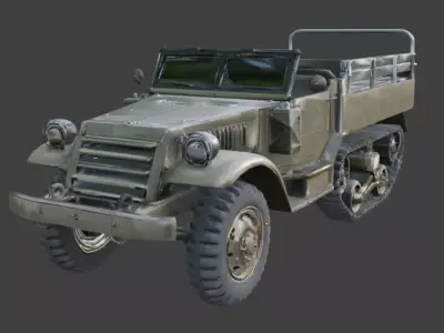 WWII Track Troop Carrier 3D Model Low-poly 3D model
