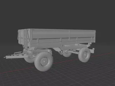 MTZ-82 Belarus Tractor with 2PTS-4 Trailer 3D print model