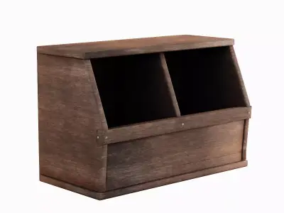 Wooden Storage Bin 03 Low-poly 3D model