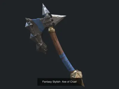 Low poly Fantasy Stylish Axe Bundle 3D Model Pack