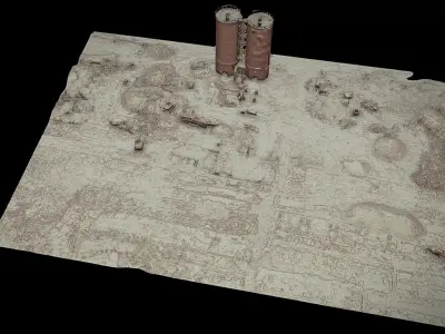 construction-site industrial terrain debris drone photogrammetry Low-poly 3D model