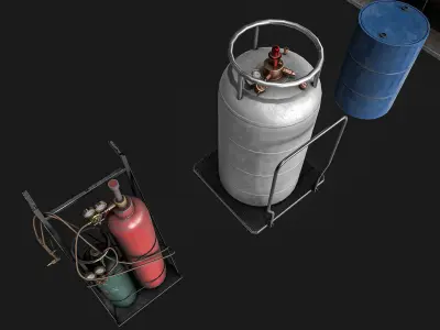 Gas Tank Pack Low-poly 3D model
