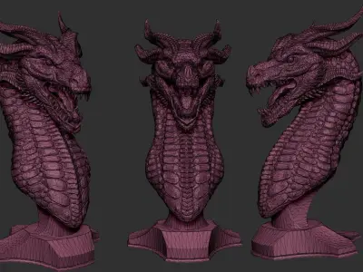 Dragon Head 02 low reolution Free 3D print model