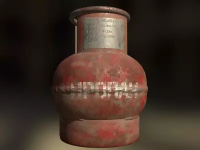 Old gas cylinder from ussr Low-poly 3D model