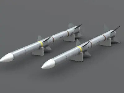 AIM-120A AIM-120C AMRAAM American Air to Air BVR Missile Low-poly 3D model