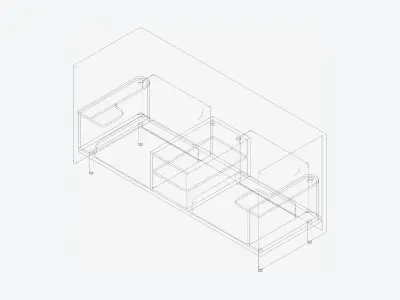 Sofa - Contemporary - Flame - Central Shelf Work Shelf Low-poly 3D model purchase