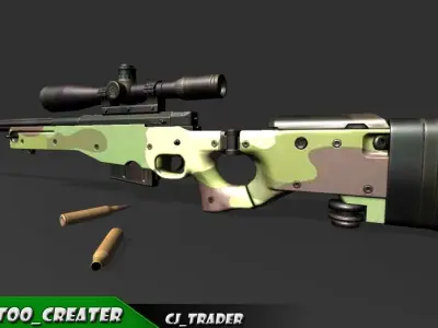 AWM-Sniper Riffle 3d model Low-poly 3D model