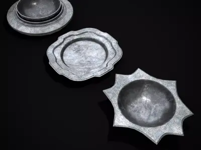 Tudor Pewter Bowls Low-poly 3D model