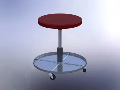 Pneumatic Adjustable Roller Seat for Mechanics 3D model