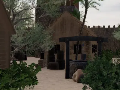 Tropical Walled Village 3D model