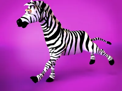 Zebra cute cartoon style 3D model