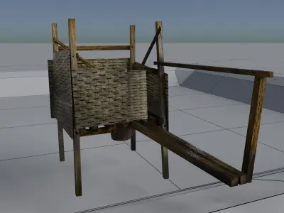 Old Style Traditional Toilet  Low-poly 3D model