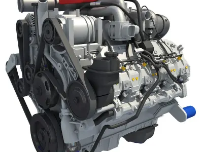 Red Car Engine 3D model