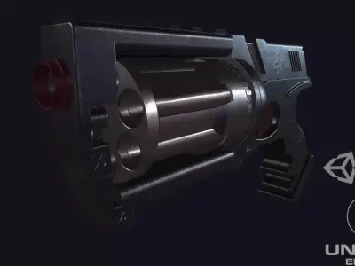 SCI fi revolver Low-poly 3D model purchase