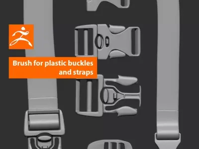 Brush for plastic buckles and straps 3D model