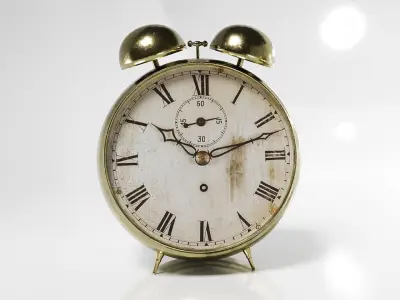 Vintage Roman Numeral Alarm Clock - Low Poly 3D Model Low-poly 3D model