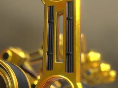 Hydraulic Suspension with Tires Yellow Version Rigged  Low-poly 3D model