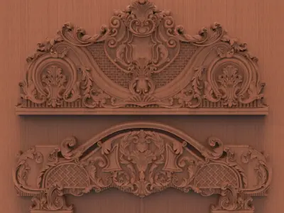 antique woof carving bed desing  3D model