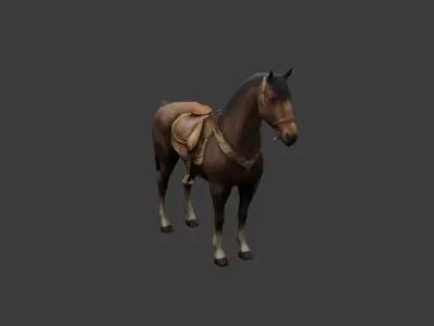 Low Poly Horse Game Ready 3D Model Color Variants PBR Textures Low-poly 3D model
