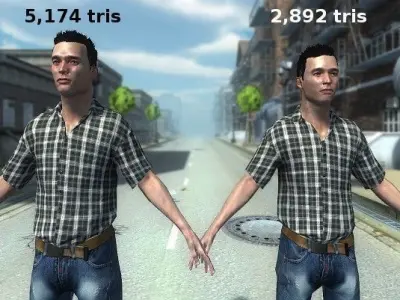 Civilian man in jeans and plaid shirt Low-poly 3D model